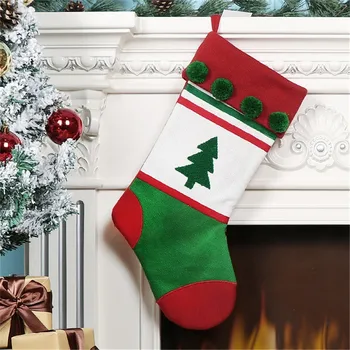 

2020 Christmas Socks Christmas Tree Snowflake Knitted Stocking Candy Bag Hanging Pendants for Party Stores