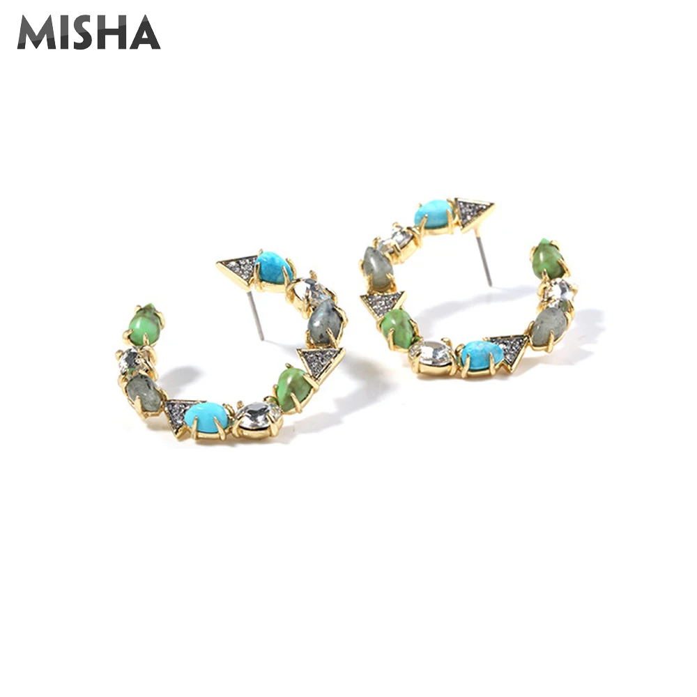 

MISHA Trendy Stud Earrings For Women Novelty Design Handmade Simulation Gems Zircon Earrings Jewelry For Girls Ladies 0060