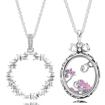 

Dazzling Regal Pattern Shards Of Sparkle With Crystal Chain Necklace For Women Gift Fine Jewelry 925 Sterling Silver Necklace