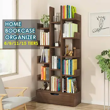 

Bookcases Book-Rack Display-Shelf Furniture-Decor Study-Bookcase Wooden Tree-Shaped Multi-Grid