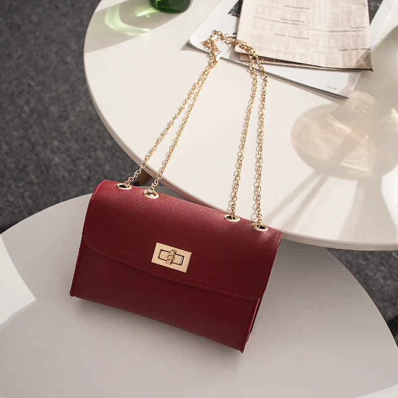 Британская мода, простая маленькая квадратная сумка, женская дизайнерская сумка, Высококачественная сумка из искусственной кожи с цепочкой, сумки на плечо для мобильного телефона - Цвет: Red