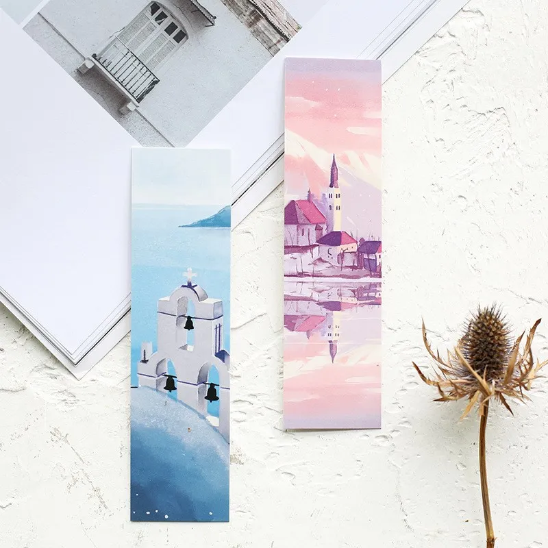 

30 Sheets/set Beautiful Scenery Flower Bookmarks Paper Page Notes Message Card Book Marker School Supplies Stationery