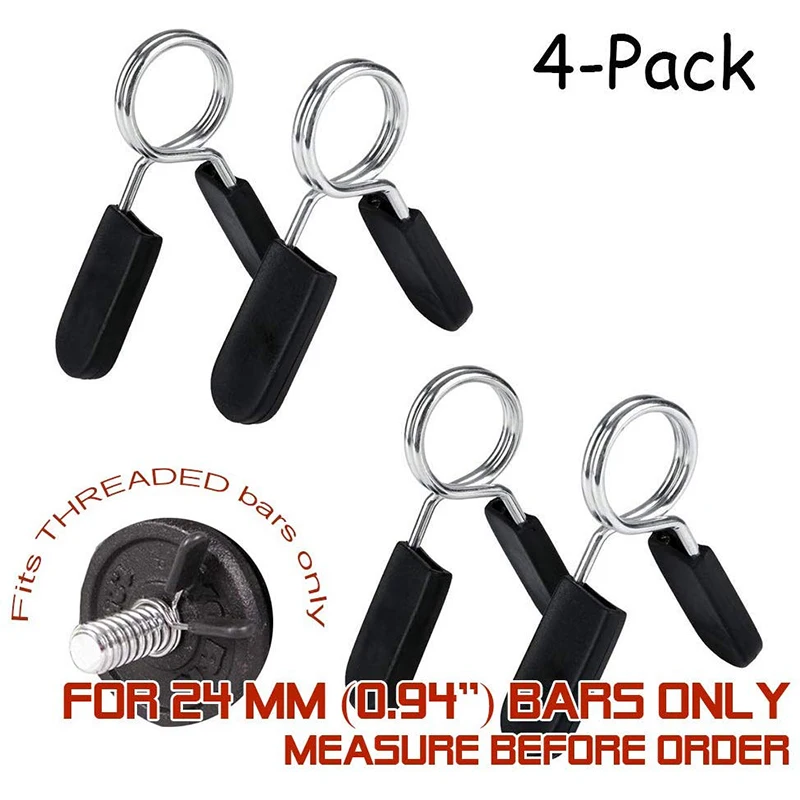 4Pcs Spring Collars Clips Exercise Collar Barbell Clamps for Olympic Bars Dumbbells Fitness Training Gym Equipment