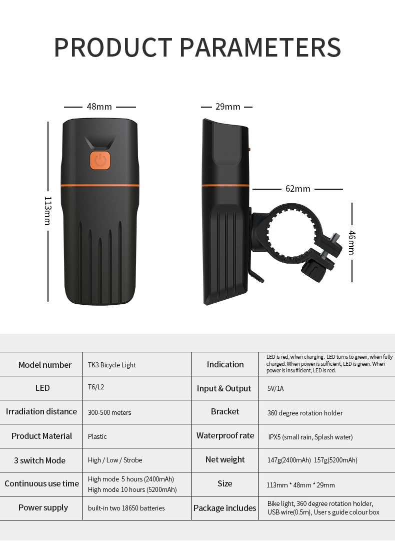 EUSIX велосипедный светильник USB Перезаряжаемый передний светодиодный водонепроницаемый светильник-вспышка для велосипеда яркий велосипедный головной светильник задний светильник