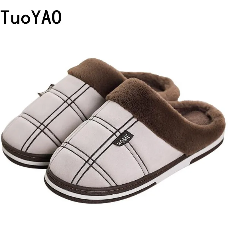 

New 2019 Women Winter Plush Slippers Non Slip Indoor For Slipper Flock House Shoes Women Sewing Adult Warm Fur Shoes Size 50