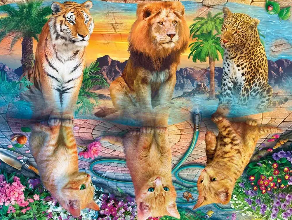 CHENISTORY рамка отражение животных DIY картина по номерам абстрактная современная картина по номерам уникальный подарок для домашнего декора 60x75 см - Цвет: 992128