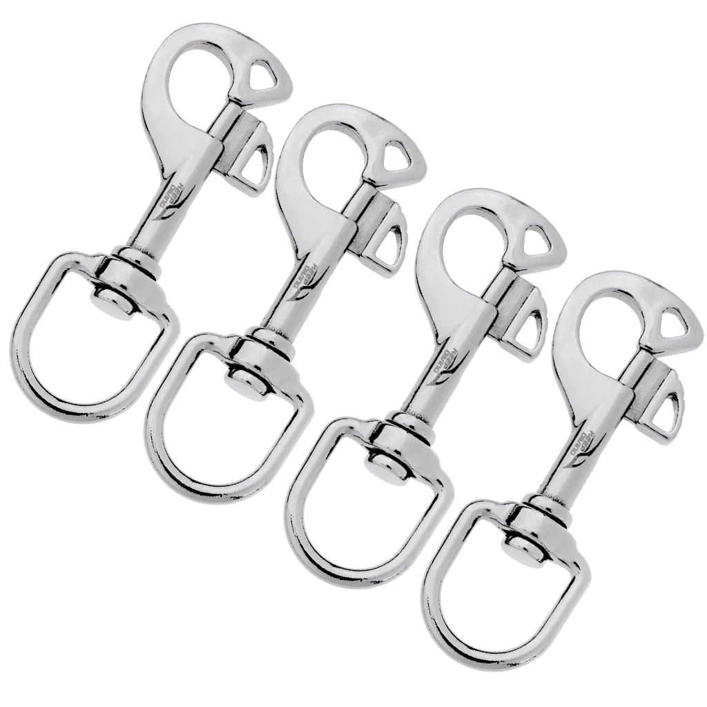 4Pcs Stainless Steel Swivel Eye Bolt Snap Spring Hook for Scuba Tech Diving