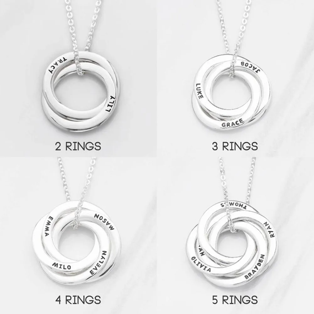 Custom Name Necklace Personality Stainless Steel Multi-round Lady Necklace Custom Name Jewelry Friend Gift