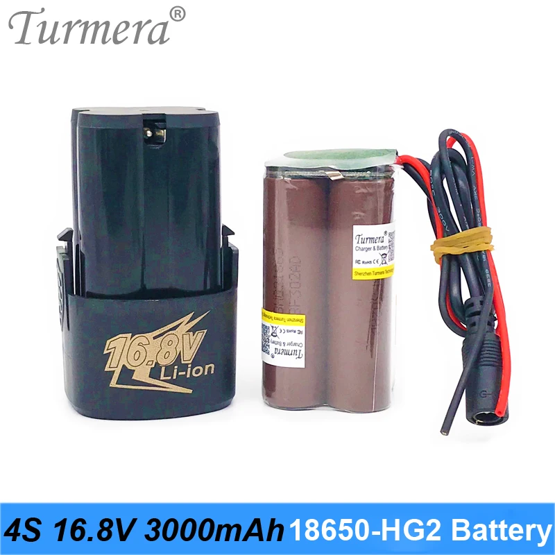 4S 16. 8V 14.4V 3000mAh Reachargeable Lithium Battery Pack INR18650-HG2 3000mAh 30A Battery Cell with 4S 40A BMS for Screwdriver Battery 05