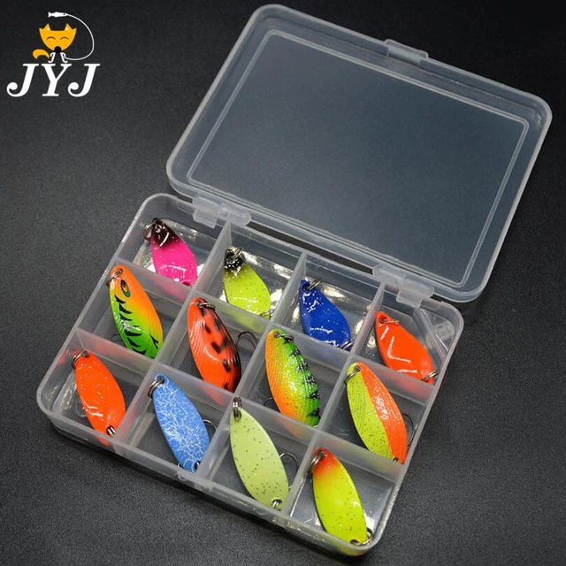 JYJ 12pcs per box 2g 3g 4g 4.5g colorful walleye trout spoon baits