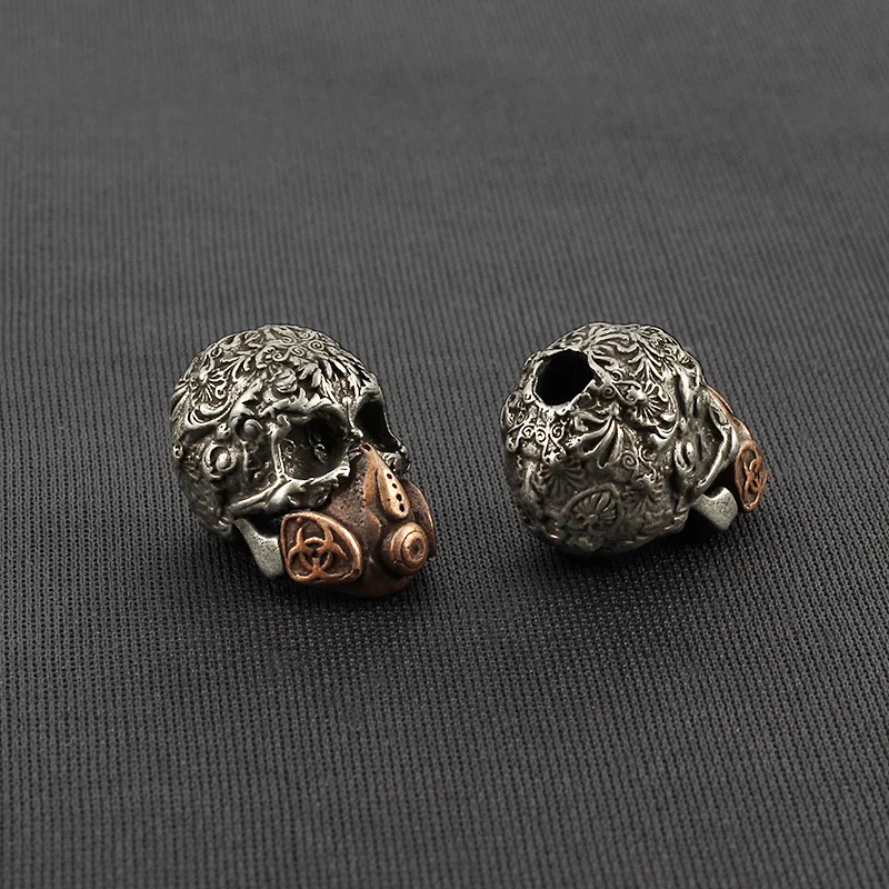 Mask Skull Brass Knife Beads Carving Brass Skull Lanyard Bead