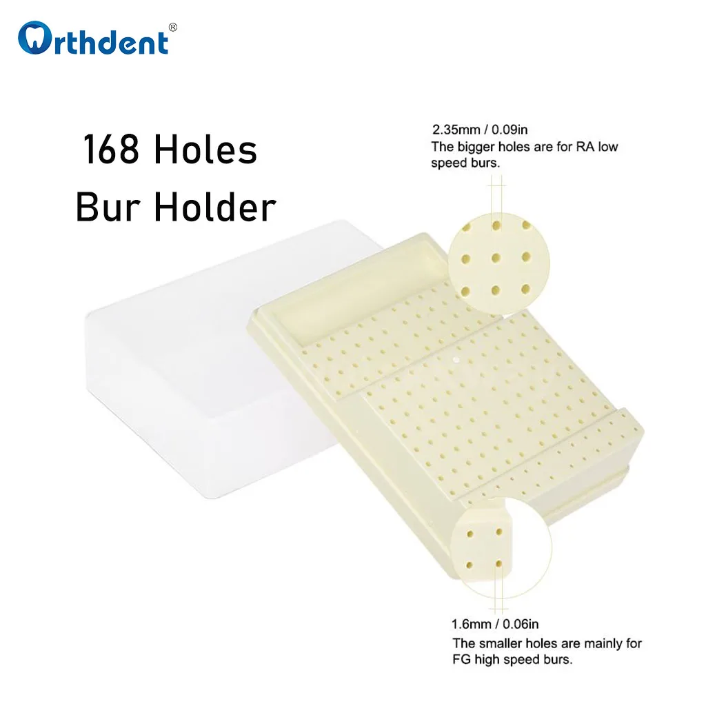 168 Holes Dental Bur Holder Block Autoclavable Case Disinfection Box Drill Bit Stand Organizer
