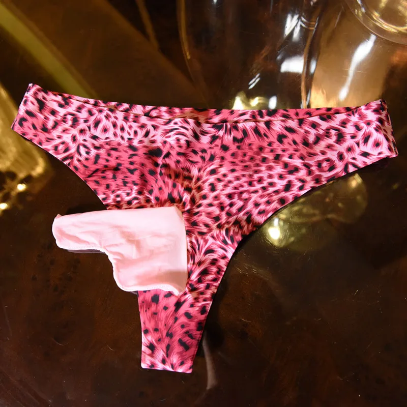 Sexy Men Leopard Ice Silk Briefs Penis Sheath Cock Pouch Knickers Thongs Gay Wear Erotic Underwear Sissy Fetish Lingerie v string pants Exotic Apparel