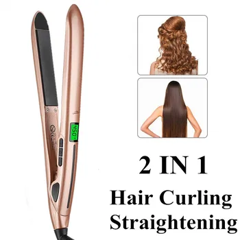 

2 in 1 Hair Crimper Curling Iron Tongs Hair Straightener Styler Flat Iron Hair Straightener Hair Curler and Straightening Iron