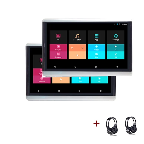 2X 2 BT Headset YAZH 10,6 дюймов 1920*1080 Автомобильный android 2 подголовника мониторы поддержка 1 выход AV, 1 способ AV вход. Выход HDMI с aux fm-передатчиком - Цвет: 2X 2 BT Headset