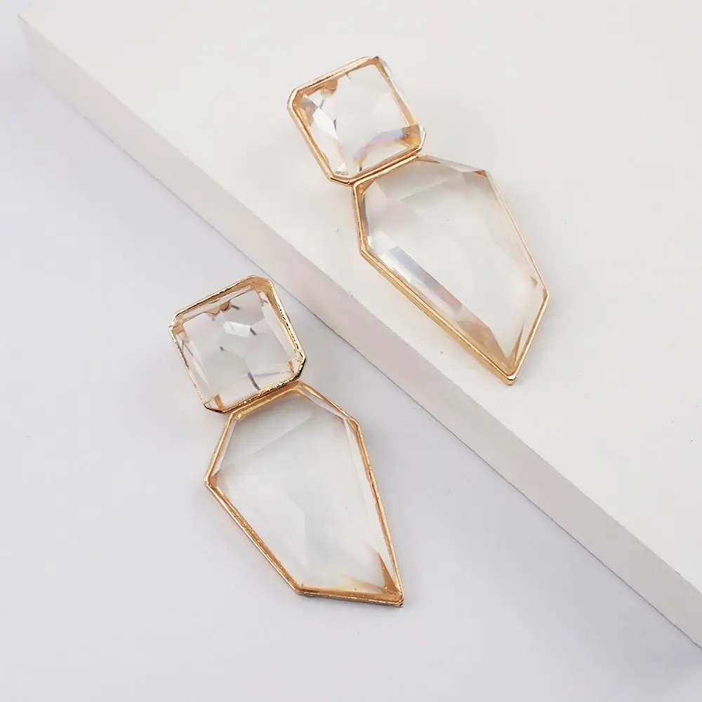 ZA Jewelry Earings Fashion Glass Drop Earrings Women Dangle For Girls Geometric Wedding Accessories 2020 UKEN | Украшения и