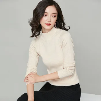 

Women Mock Neck Sweater Solid Pullovers Jumper Fall Winter