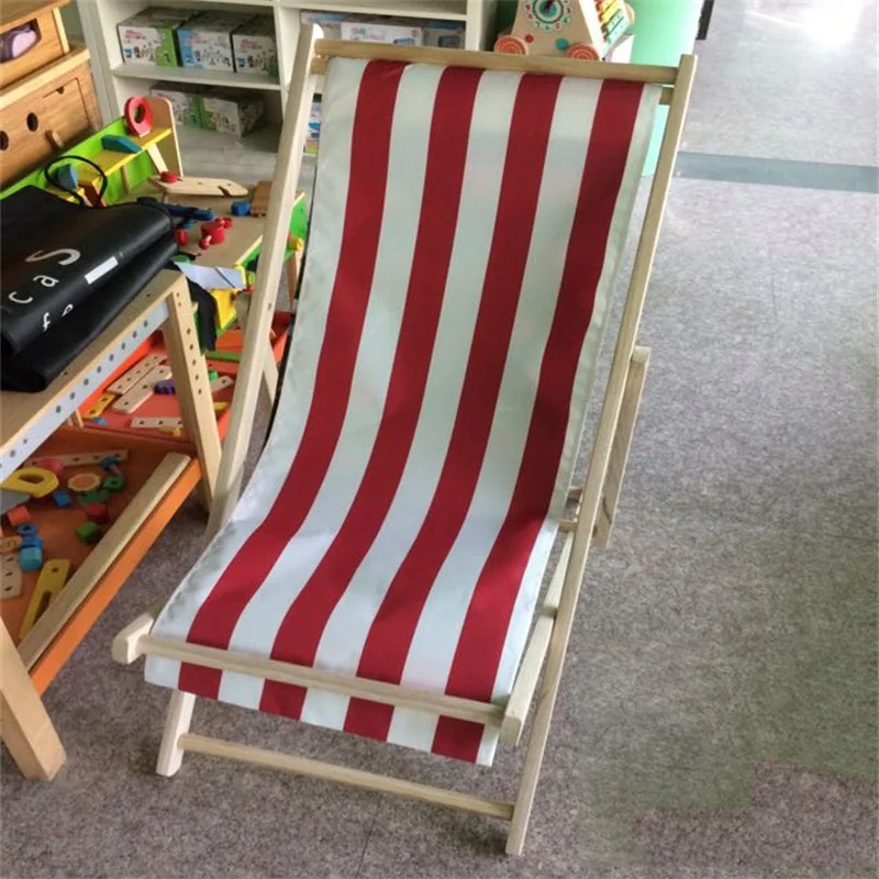 Твердый деревянный открытый портативный шезлонг складной пляжный шезлонг без подушки - Цвет: Red stripe