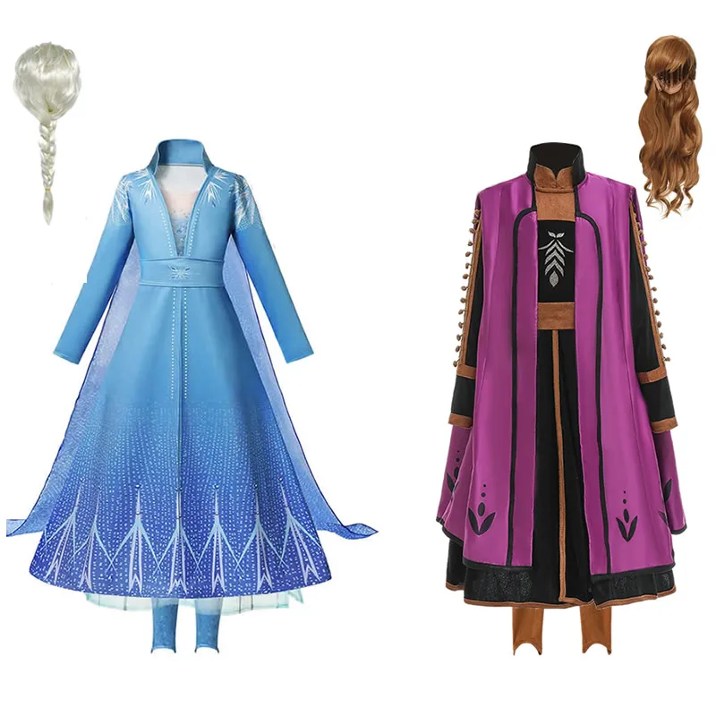 Elsa And Anna Costumes New Dress For Girl Princess Game Clothes Teenager Snow Queen 2 Winter Inspired Prom Party Warm Gown 2-12T | Детская