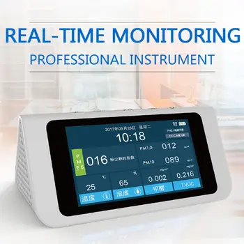 

Multifunction TVOC Temperature Meter Hygrometer HCHO Formaldehyde Detector AQI Air Quality Detector Gas Analyzer LCD Display DM1