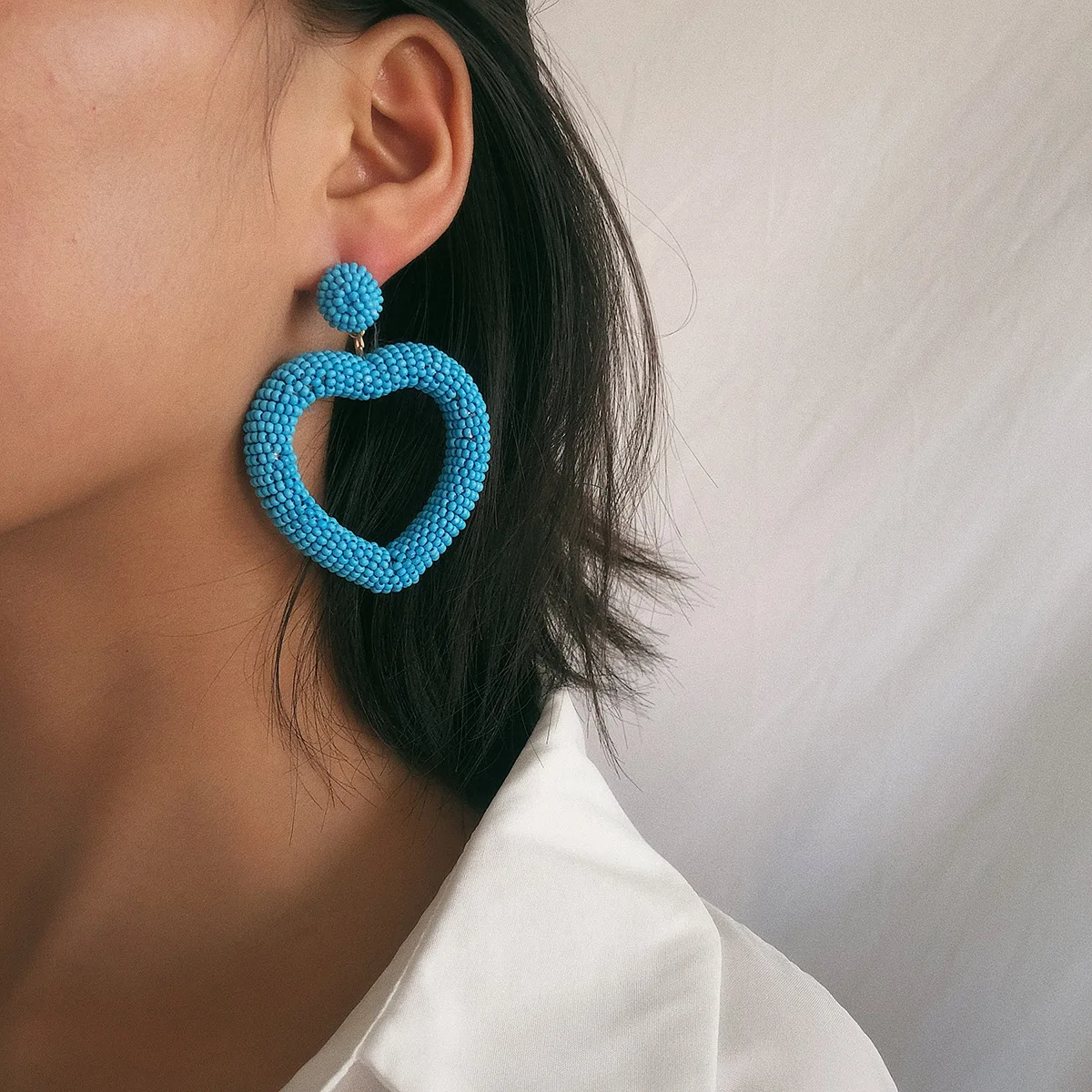 

2019 Personality handmade beaded simple creative heart-shaped Rice beaded Drop Earrings Fashion Women pendientes mujer Jewelry