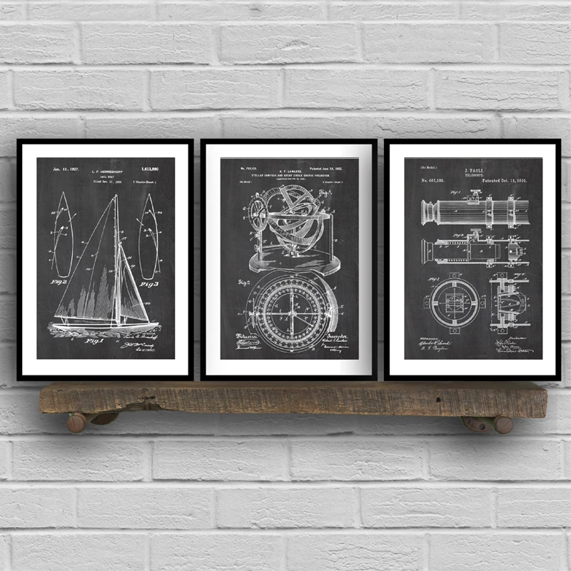 Sailing-Patent-Blueprints-Vintage-Posters-Print-Sailboat-Yacht-Design-Anchor-Ship-Wheel-Nautical-Patent-Painting-Beach (3)