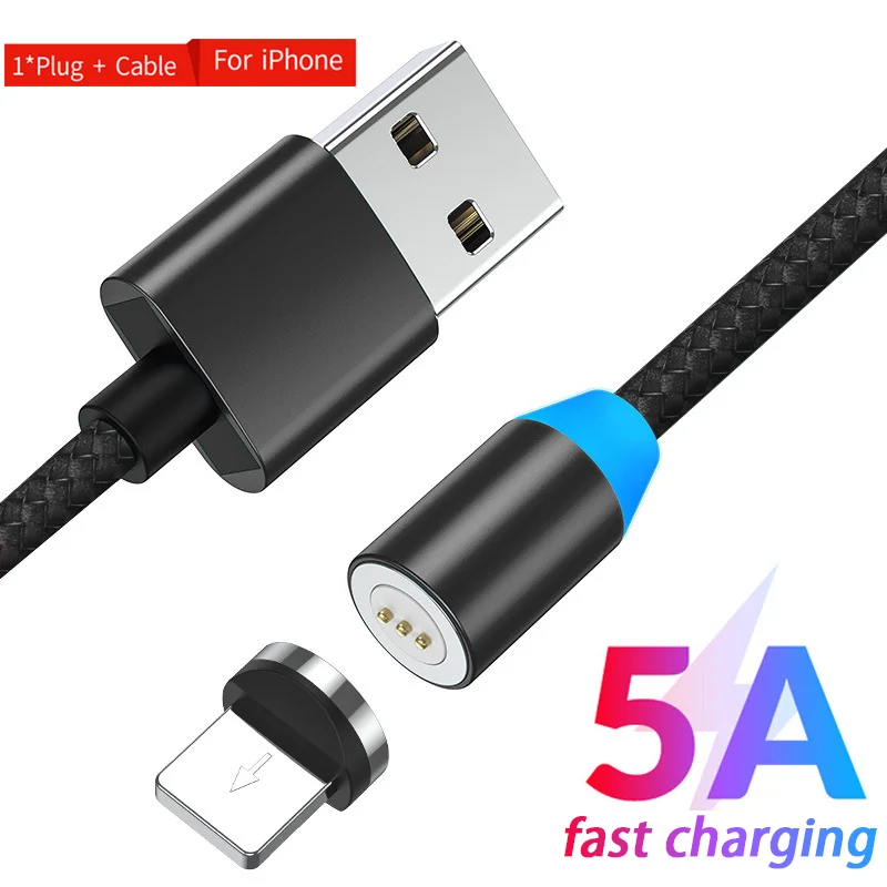Магнитный кабель DUSH Micro USB кабель для type-c iPhone Android Быстрая зарядка Магнит USB шнур для мобильного телефона провод - Цвет: Серебристый