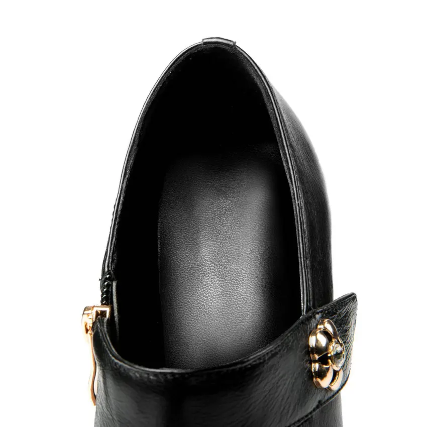 Женские офисные туфли ESVEVA на квадратном каблуке из коровьей кожи молнии с острым