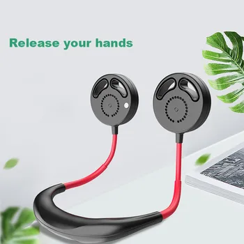

Portable Multi-function Mini Fan Summer Cool Leafless USB Rechargeable Neckband Lazy Neck Hanging Style Dual Cooling Fan