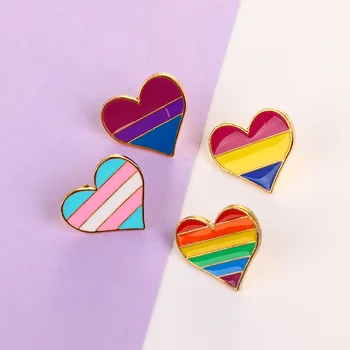 

Cute Rainbow Heart Enamel Brooch Gay Pride Pin Badge Awareness Colorful Brooches Heart Jewelry for Men Women