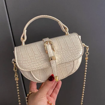 

Crocodile Pattern Saddle Bags For Women 2020 Small PU Leather Totes Female Crossbody Shoulder Handbag Lady Cute Travel Hand Bag