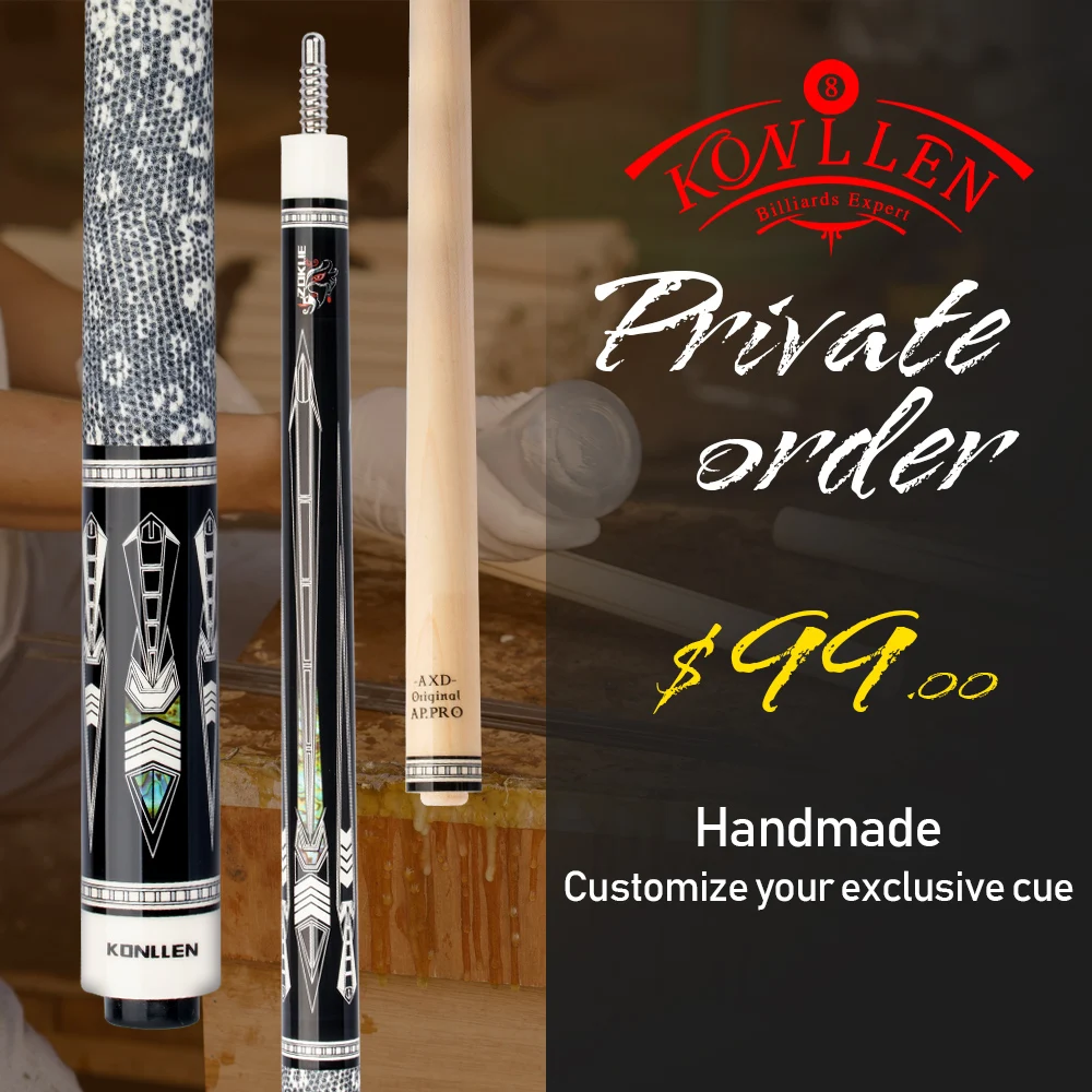 KONLLEN Pool Cue 13mm Tiger Everest Tip Kits Canadian Maple Shaft