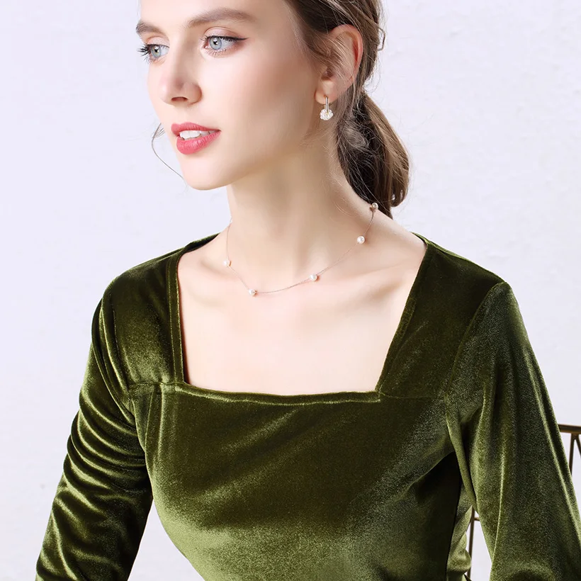Женские блузки mujer de moda, осень, длинный рукав, квадратный воротник, золото, бархат, женские футболки и рубашки размера плюс, одежда