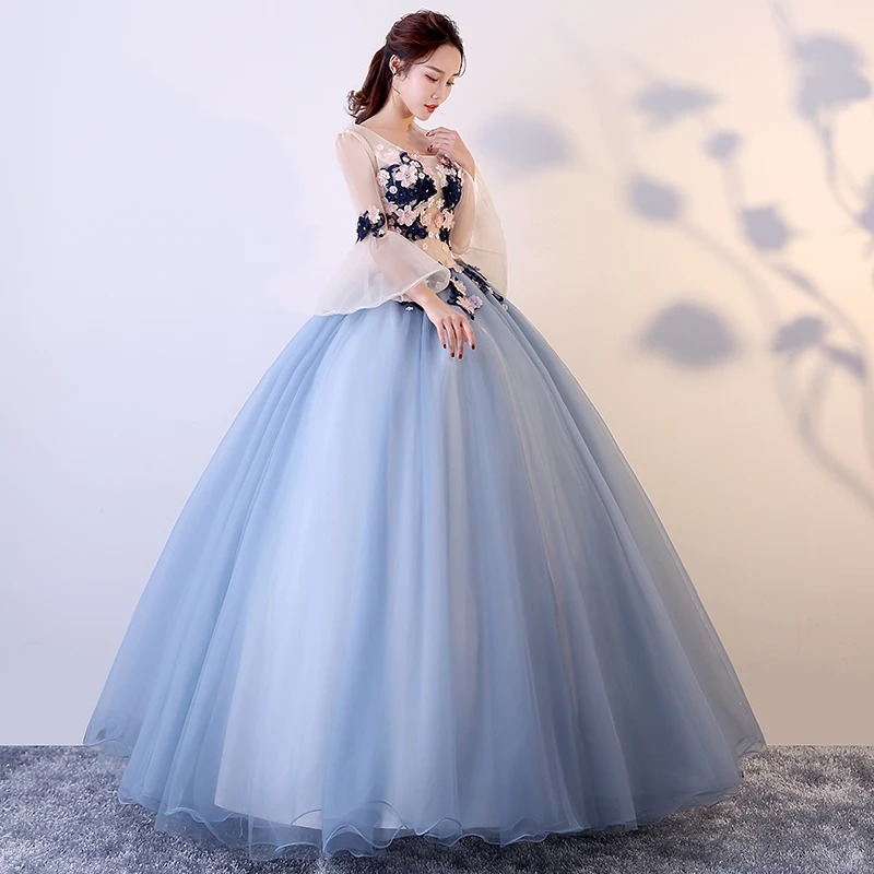 Vestidos Quinceanera 15 Anos бальные Платья пышные платья новое платье для выпускного вечера с аппликацией для вечерние платья с v-образным вырезом Vestido 0028