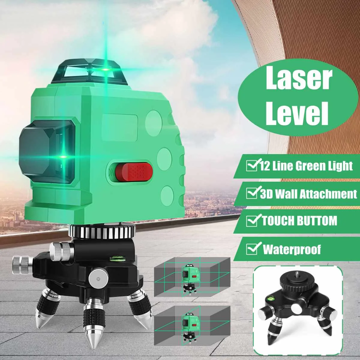 

Laser Level 12 Lines 3D Self-Leveling 360 Horizontal And Vertical Cross ful Green Laser Beam Line