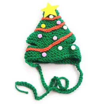 

Halloween Cute Christmas Tree Knitted Woolen Cap Pet Crossdresser Hat Soft Dog Costume Lightweight Comfortable Itch-Free
