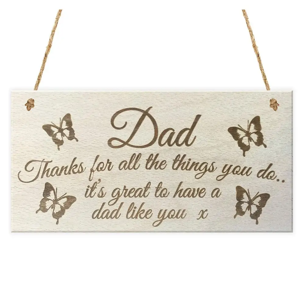 

Wooden Hanging Plaque Signs for Father's Day Dad Birthday Gifts Home Decor Crafts Dad Thanks for All the Things You Do