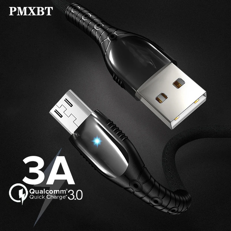 Кабель Micro USB для быстрой зарядки 3 А, кабель для зарядки и синхронизации данных длиной 1,2 м для samsung, Xiaomi, Redmi, huawei, Android, зарядка для мобильных телефонов