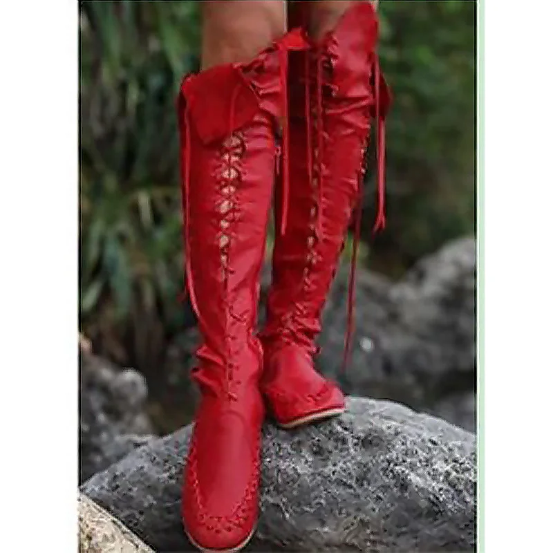 Женские ботинки удобные женские сапоги из искусственной кожи на резиновой подошве с молнией и бахромой; мотоциклетные женские ботинки выше колена; большой размер 43 - Цвет: Red
