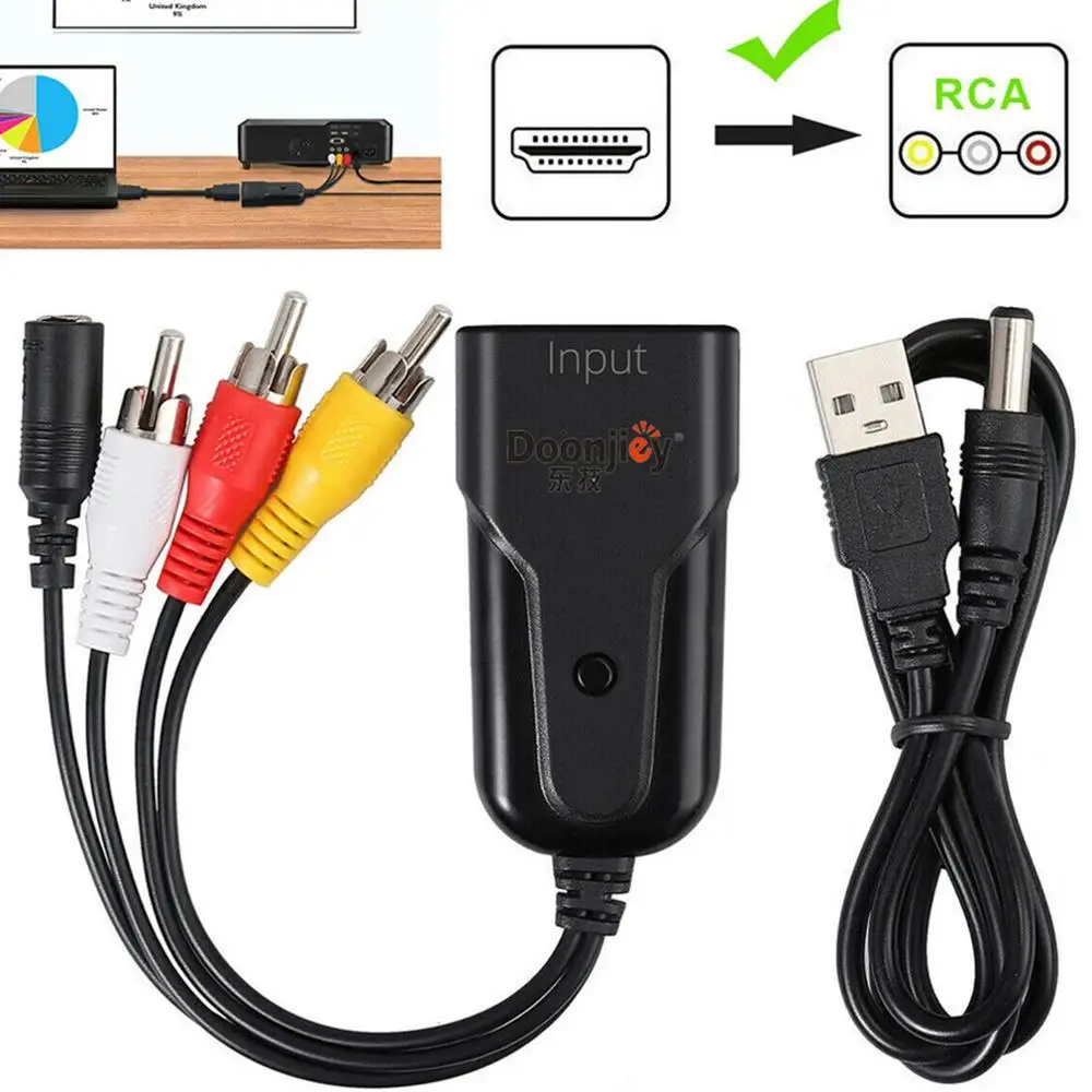 Адаптер видеосигнала с HDMI на штекер 1080P|Кабели HDMI| |