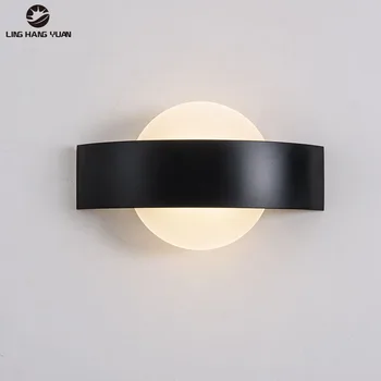 

Bedside Lights Modern LED Wall Lamps Round for Living Room Bedroom Study Room White & Black Frame Aisle Wall Lights Indoor Light