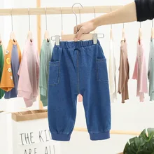 Универсальные повседневные ковбойские штаны в Корейском стиле с милыми рисунками для маленьких мальчиков и девочек брюки для мальчиков и девочек