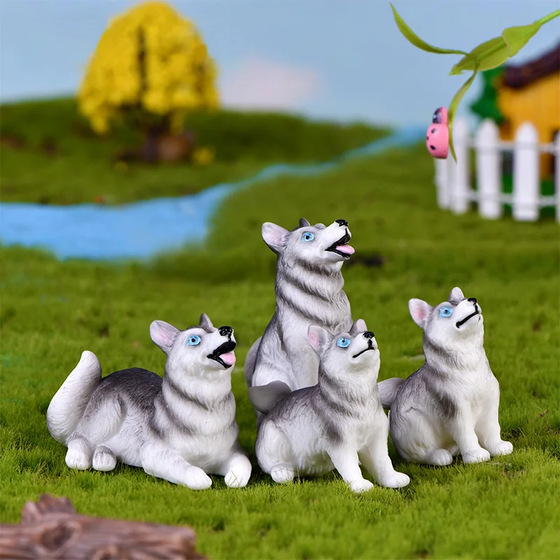 Маленькая фигурка волчьей собаки Husky модель животного аксессуары современная