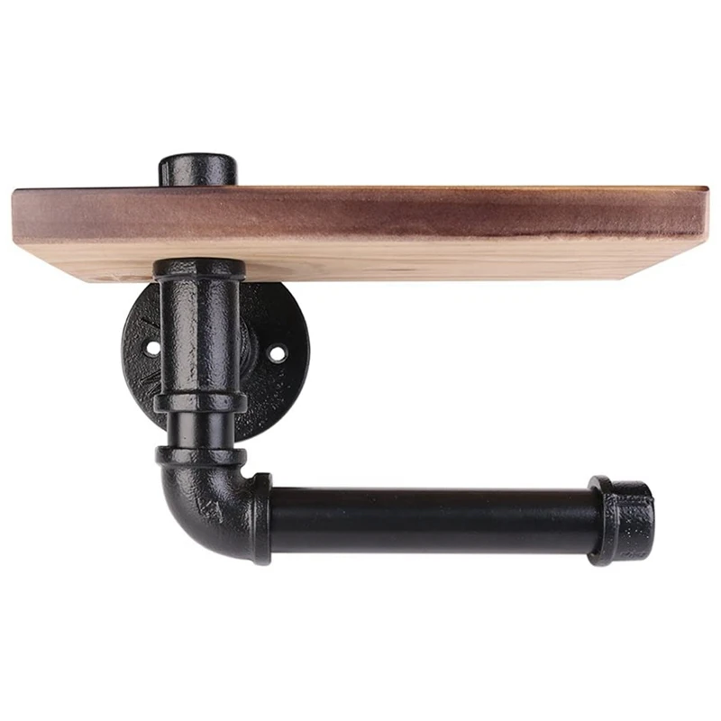 Toilet Paper Roll Holder With Phone Wall Mounted Shelf Rustic Industrial Floating Water Pipe Rack | Мебель