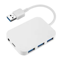 Adaptateur USB 5 en 1 pour MacBook Pro/Air, Hub OTG Type C à séparateur 3 2.0 avec prise Jack 3.5mm, convertisseur Audio de casque 