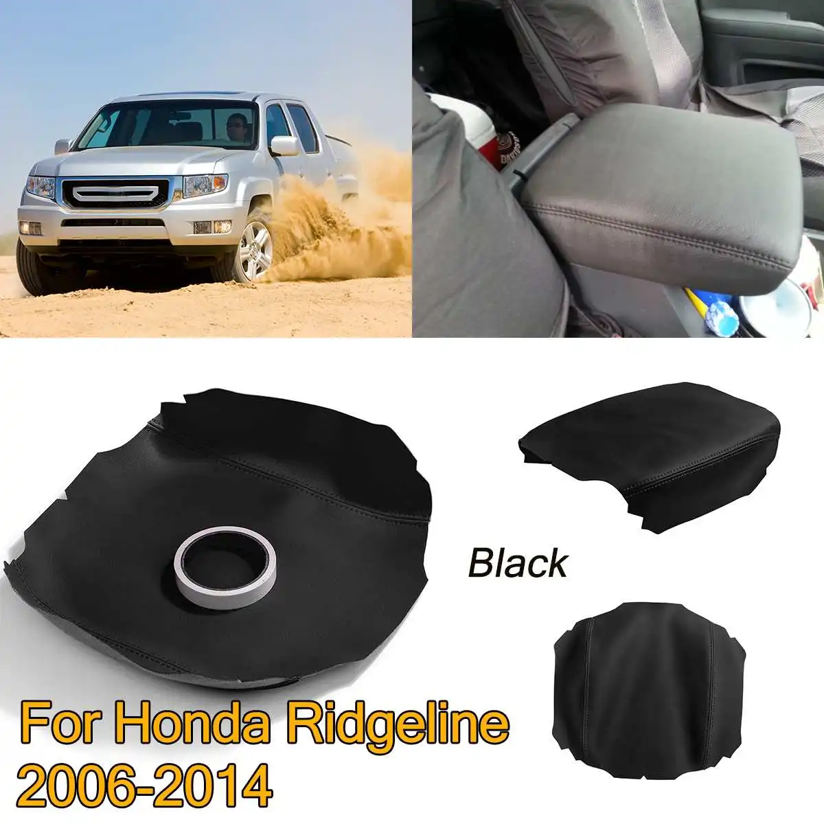 Black/Gray/Beige PU Leather Armrest Center Console Synthetic Cover Car Armrest Pad for Honda Ridgeline 2006