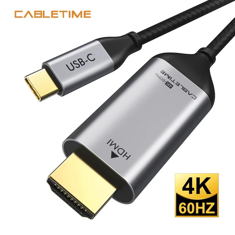 CABLETIME USB C к HDMI-совместимый кабель 4K 60 Гц Thunderbolt 3 Type 1 адаптер для MacBook Pro Samsung N222 |