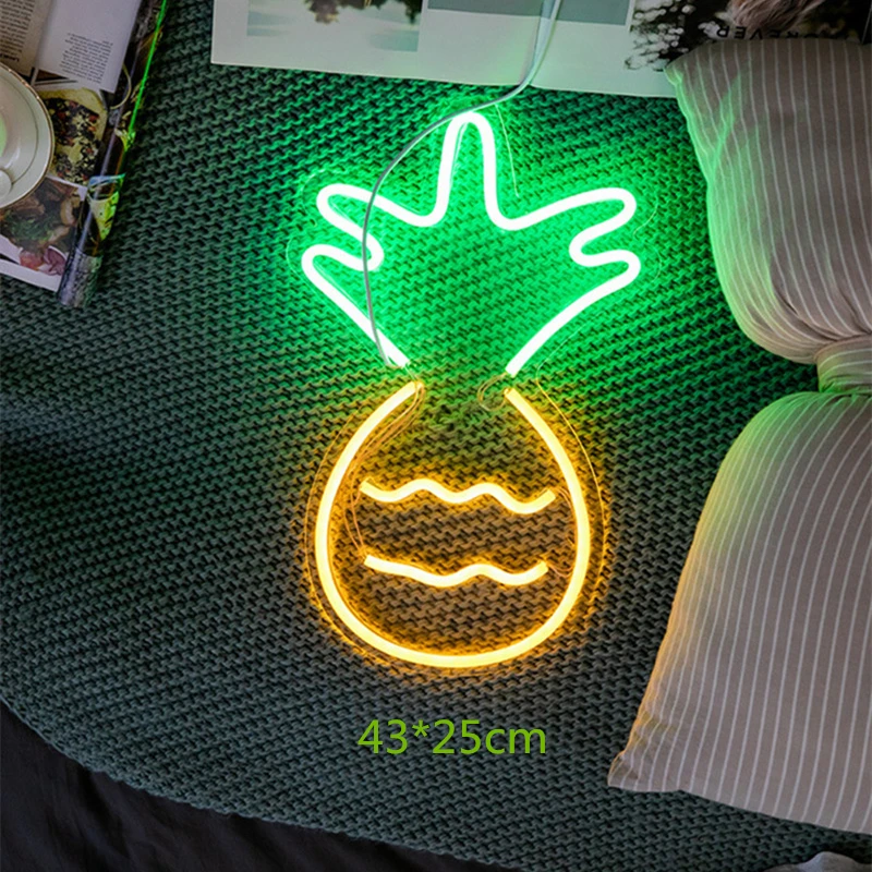 usb pineapple Художественная настенная атмосферная лампа светодиодные неоновые огни неоновая вывеска на стену для магазина аксессуары для дома вечерние и праздничные украшения неоновый розовый USB провод - Испускаемый цвет: usb pineapple