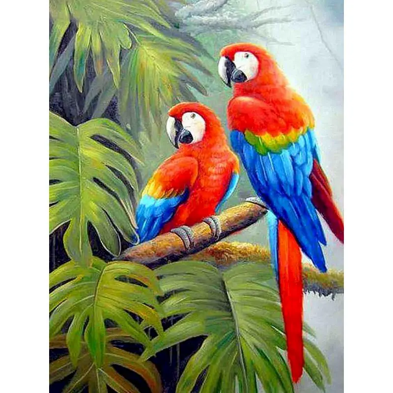 

Gatyztory Parrot DIY Painting By Numbers Animal Handpainted Oil Painting Canvas Colouring Home Wall Decor 60x75cm