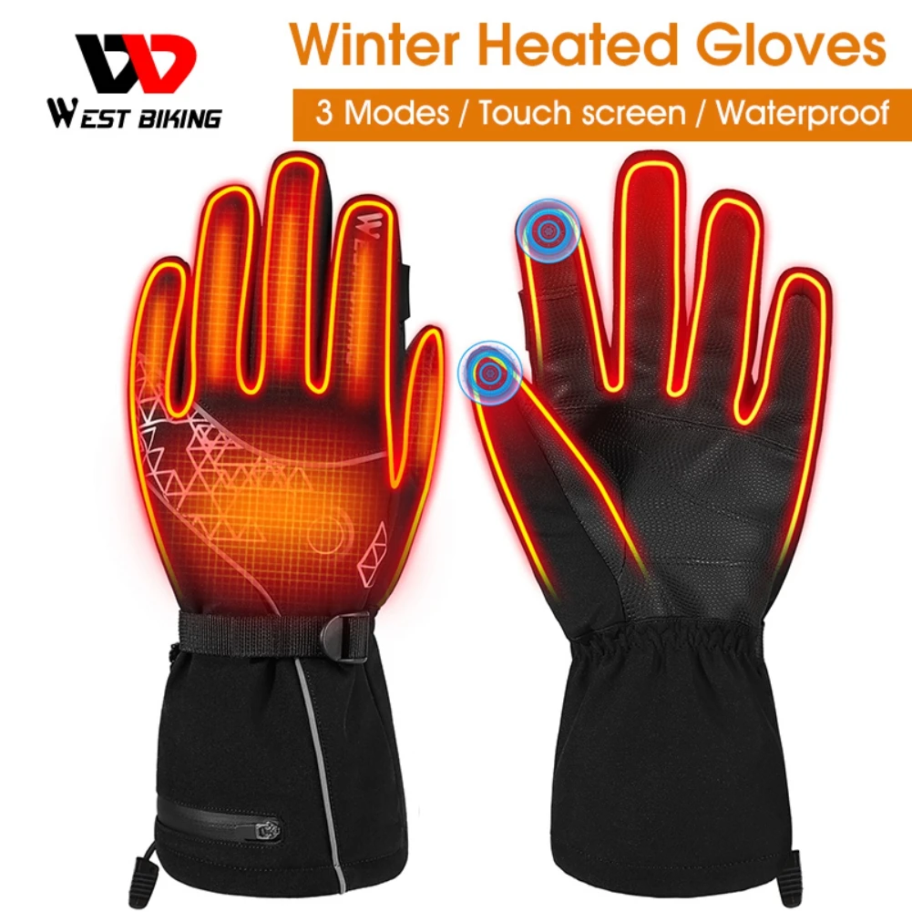 Winter Electric Heated Gloves Waterproof Touch Screen Cycling Snowboard